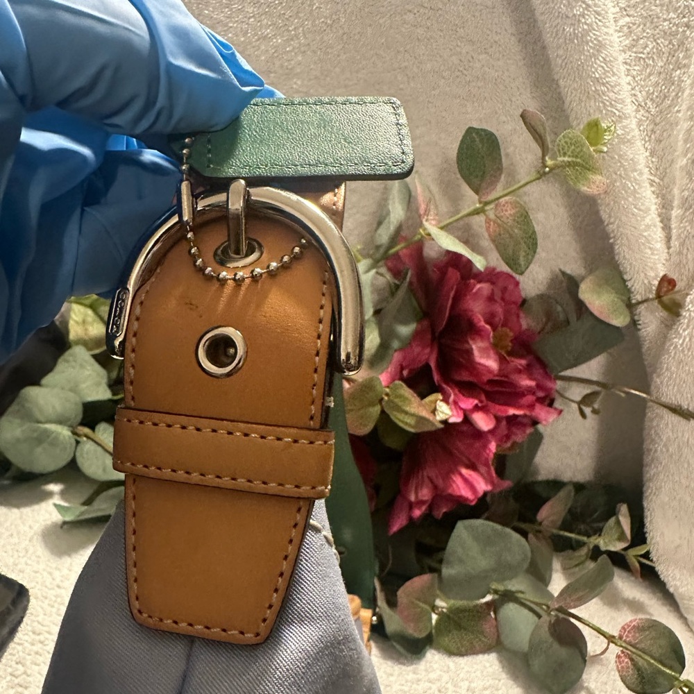 COACH Y2K Soho color block blue satin & leather shoulder  Bag#9508 - Picture 9 of 12